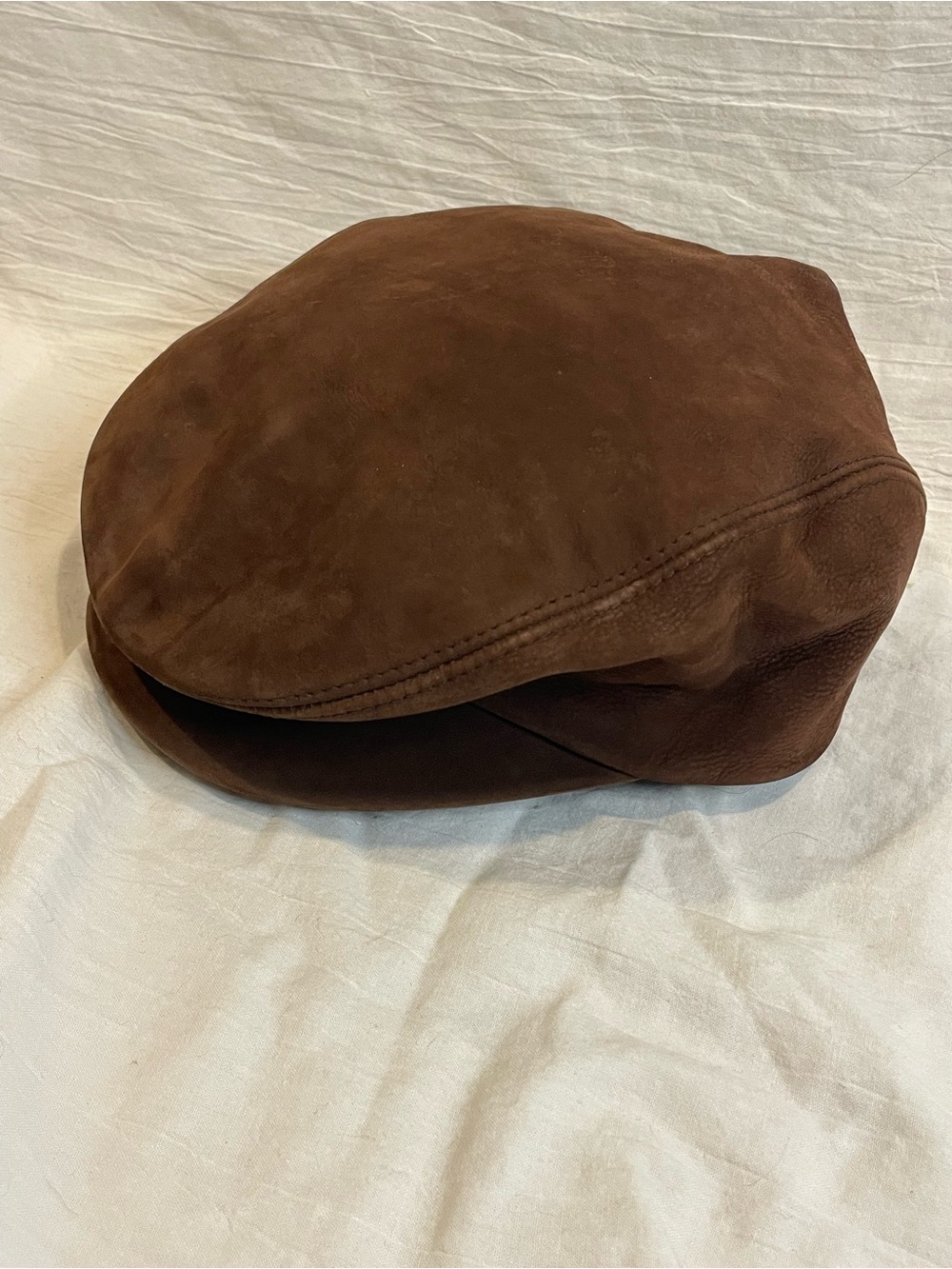 Henschel Hat Co Brown Leather Newsboy Cap Flat Cap Small Vintage Style